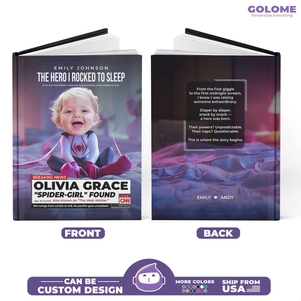 Personalized Spider-Girl Baby Notebook – Custom Photo, Name & Superhero Story Keepsake